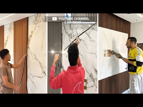 3 Stunning Wall Decor Ideas: Marble Finish, Wood Panels & Decorative Chipboard with Steel Strips