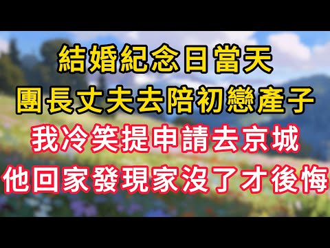 結婚紀念日當天,團長丈夫去陪初戀產子,我冷笑提申請去京城工作,他回家發現家沒了才後悔!#為人處世 #生活经验#深夜淺讀 #情感故事 #人間心理 #小说#正能量 #深夜淺讀