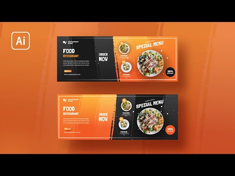 Illustrator Tutorial | Simple Web Banner Design With Grunge Texture | Food Restaurant