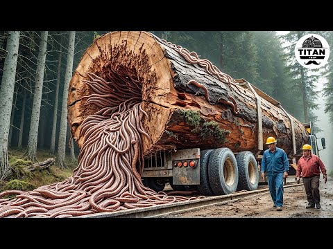 Extreme Dangerous Big Logging Wood Truck Driving Skill | Fastest Chainsaw Cutting Tree Machines #30