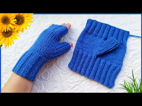 МИТЕНКИ на 2-х спицах🔥. Отличный вариант для новичков и для быстрого вязания.