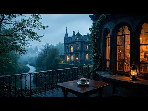 Rainy Manor by the River at Night 🌧️ | Dark Academia Ambience for Deep Focus | Moody Classical Piano