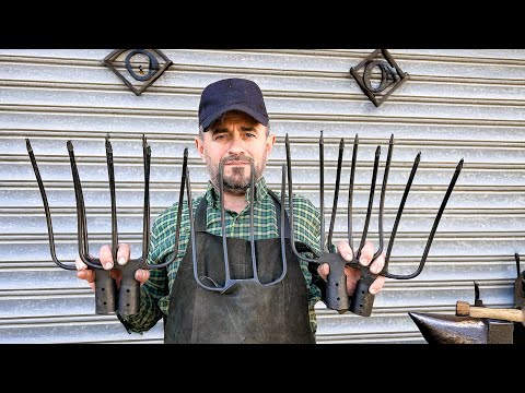 🔥 Forging a FARM Damascus Knife from Old Pitchforks. Handmade Damascus Knife Forging.