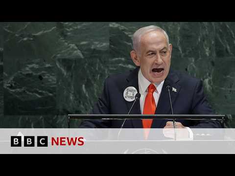 Netanyahu calls Palestinian recognition 'disgraceful', as dozens walk out of UN speech | BBC News