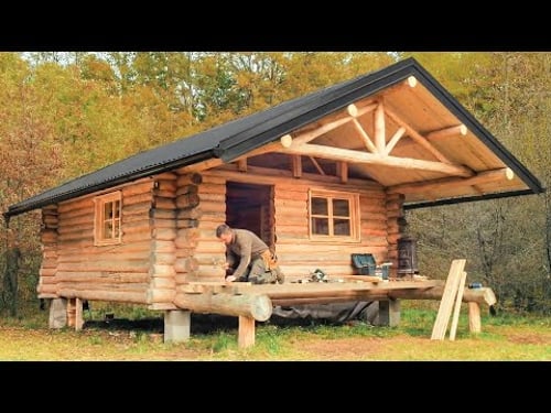 Man Builds an Amazing DIY Wood Cabin Deep in the Forest | Full Start to Finish