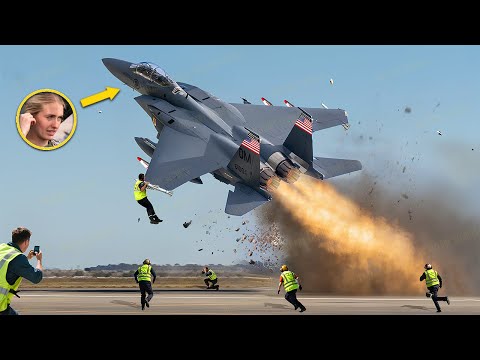 Female Pilot of US Air Force F-15 Fighter Jet Shows Crazy Stunt on Takeoff