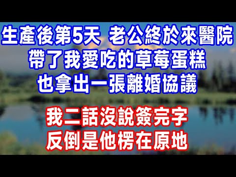 生產後第5天,老公終於來醫院。帶了我愛吃的草莓蛋糕,也拿出一張離婚協議。我二話沒說簽完字,反倒是他楞在原地!#人生感悟 #故事分享 #故事頻道 #生活經驗 #打脸