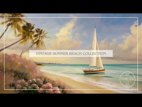 Vintage Summer Beach Art | 4K TV Frame Art Screensaver | Vintage Beach Inspired Art | 7 scenes
