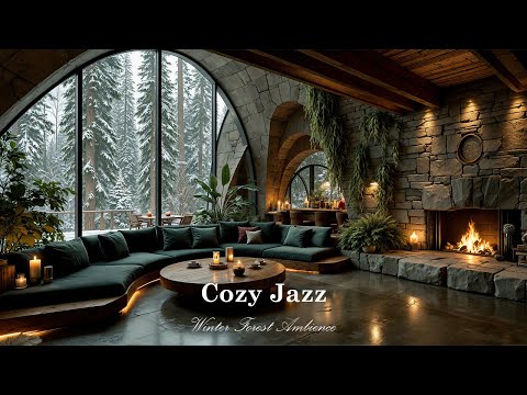 Calm Instrumental Jazz Music in Winter | Christmas Ambience with Soft Jazz at Forest Lounge to Relax