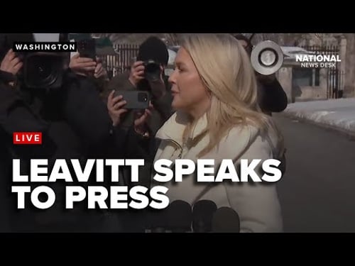 Press Secy. Karoline Leavitt speaks with press following Trump's meeting with the Pres. of Colombia