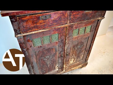 Extremely wormed cabinet restoration