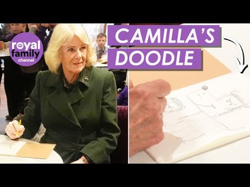 Arty Queen Camilla Sketches Gnasher with Pupils in Edinburgh