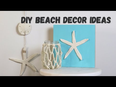 DIY Beach Decor Ideas | Coastal & Nautical Home Decor|Air Dry Clay| Baking Soda Paint | Recycled Jar