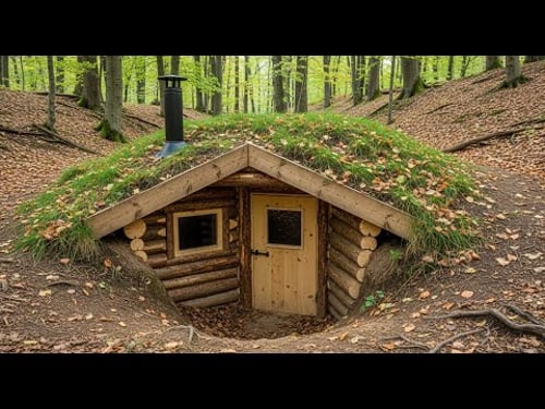 Extreme Survival Build - 2 Meter Bunker From Mud to Snow #viral #woodscraft #survival #wood