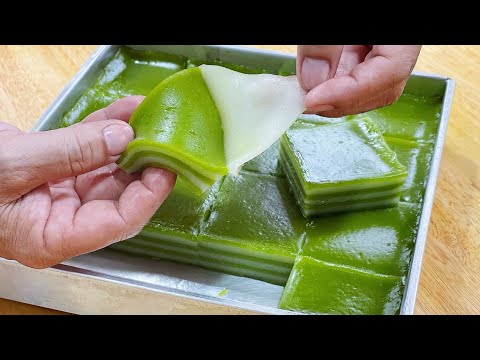 Pandan Layer Cake, soft, fragrant, sweet, and smooth recipe, easy to make.