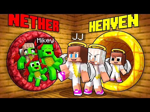 JJ and Mikey: DEVIL vs ANGEL Choose a Door Family Battle in Minecraft - Maizen