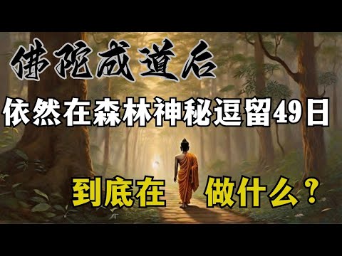 After the Buddha attained enlightenment, he stayed in the forest for 49 days. What did he do?