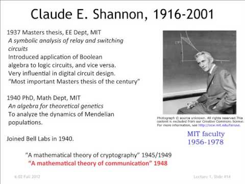 1. Overview: information and entropy