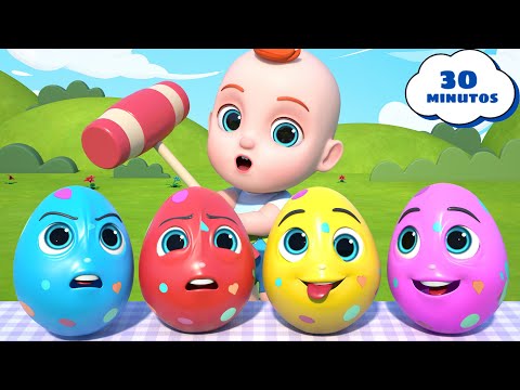 Leo explora ovos surpresa coloridos na fazenda | Leo em Português - Canções Infantis