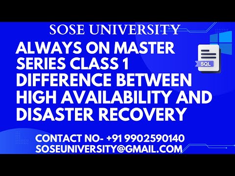 AlwaysOn Master Series Class1|| Difference Between HA and DR in Sql Server || Contact +91 9902590140