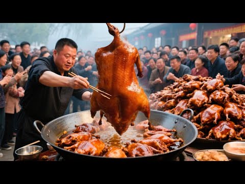 江苏淮安乡村铁锅烧大鹅,一整只卖 220 元,大口吃肉太过瘾#麦总去哪吃