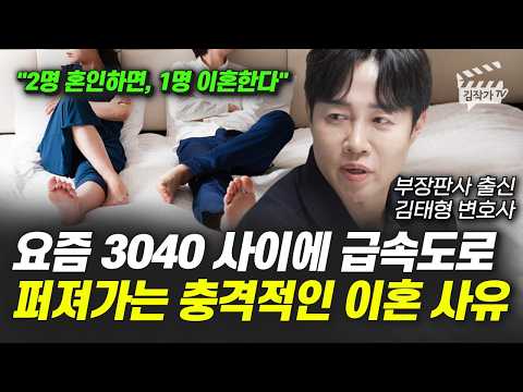 요즘 3040 사이에 급속도로 퍼져가는 충격적인 이혼 사유 (부장판사 출신 김태형 변호사)