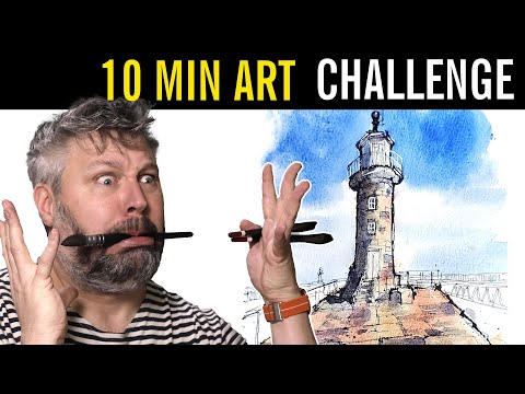 10 Minute Tuesdays - Urban Sketching FAST and LOOSE and ON THE CLOCK!! - Whitby Lighthouse