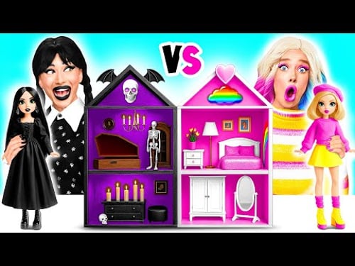 Construímos uma Impressionante Casa de Bonecas Desafio Wednesday vs Enid | Momentos Engraçados