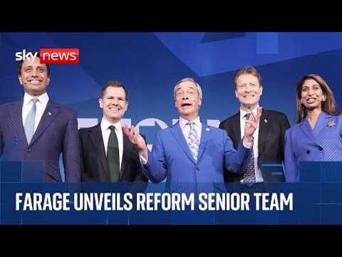 Nigel Farage announces Reform UK top team