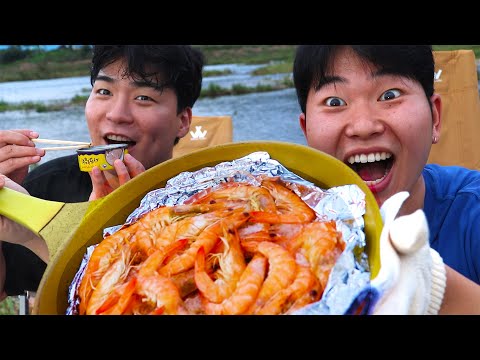 배말랭이랑 차박 대하구이 먹방!!