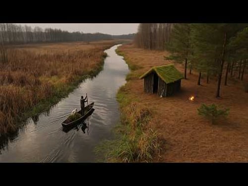 Shelter in the forest in the rain: a lonely day among rivers and fish