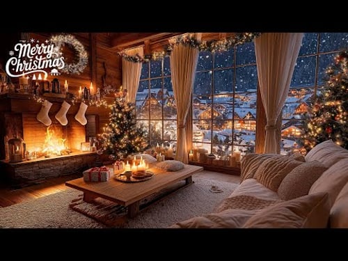 Warm Fireplace Ambience 2026 ๐ Snow Christmas Night with Soft Piano & Cozy Cabin Vibes ๐ฅ