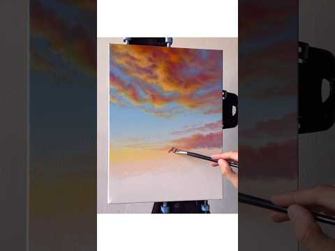 Sunset Sandy Beach Acrylic Painting 🌅 #shorts #art #acrylicpainting #artwork