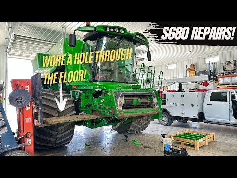 John Deere S680 Feeder House Floor, Augers & Driveshaft Repairs + S790 service call