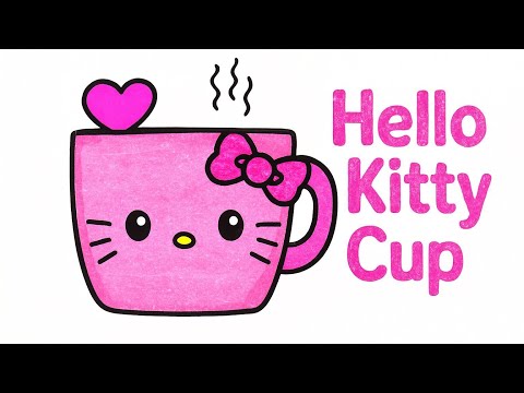 Çok Kolay Hello Kity Sevimli Bardak Çizimi,Kolay Bardak Çizimi