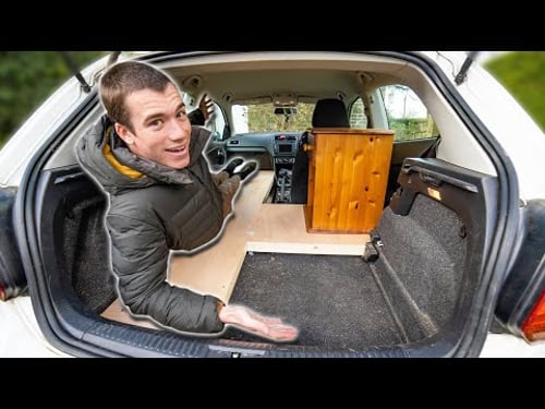 I Turned My TINY Car Into A Camper - Building a Wooden Bed