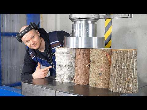 How Strong Are Trees? 300 Ton Hydraulic Press Test!