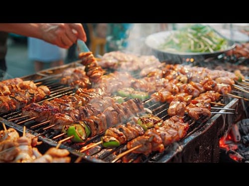 Sold out 500 skewers per day! Very Juicy Grilled Pork/ Vietnamese Street Food 2024 Collection