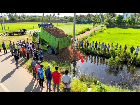 Excellent.! Complete100% New Project Clearing Water & Lowland by Bulldozer Pushing, Dump Truck Unloa