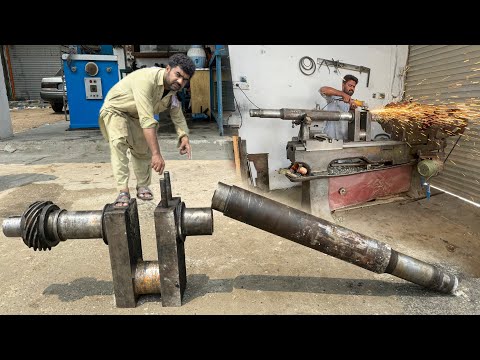 Broken Big Crankshaft // Mechanic Accepts Challenge On Small Lathe Machine And Repair Crankshaft