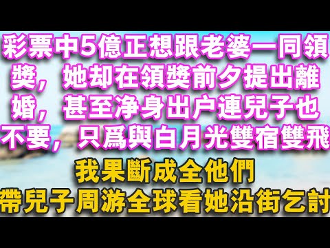 彩票中5億正想跟老婆一同領獎,她卻在領獎前夕提出離婚,甚至淨身出戶連兒子也不要,只為與白月光雙宿雙飛,我果斷成全他們,帶兒子周遊全球看她沿街乞討!!#幸福講故事#心書時光 #夜讀人生#情感故事