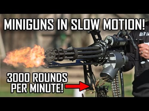 M134 Minigun in Super Slow Motion! - Ballistic High-Speed