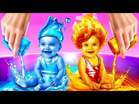 Dad vs Stepdad! Ember and Wade from Elemental in Real Life! Fire vs Water Parenting Hacks!