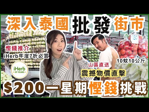 批發vs超市真實價|椰菜10KG 50泰銖!!$200/週生活挑戰|+iHerb 7折必買