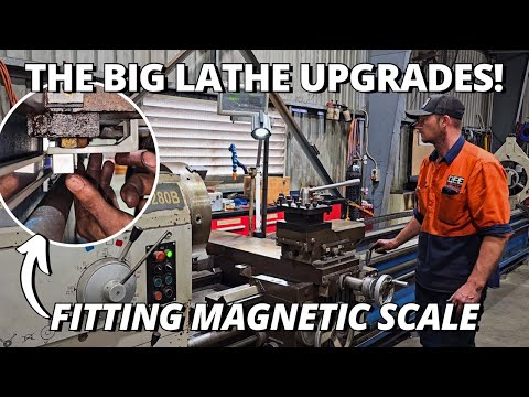 Upgrades To The BIG Lathe! | Fitting Magnetic Scale, Coolant Tank & Work Light