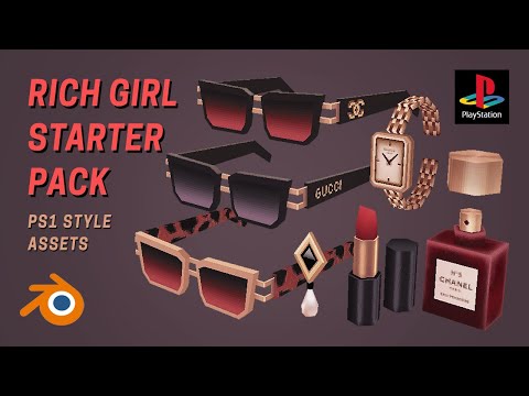 Luxury Accessories Pack / Low Poly PS1 style assets in Blender (Timelapse)