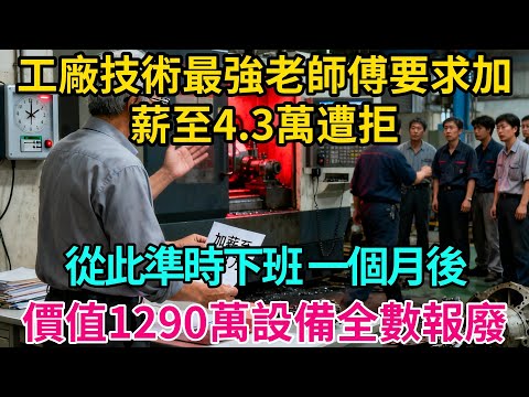 工廠技術最強老師傅要求加薪至4.3萬遭拒,從此準時下班,一個月後價值1290萬設備因核心參數錯誤全數報廢【奇譚異聞錄】#職場 #職場那些事 #爽文 #生活經驗 #小說 #故事分享 #裁員 #反轉