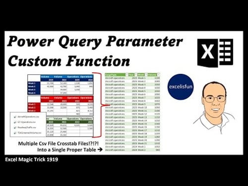 Power Query Custom Function with Parameter to Get & Transform Multiple Csv Files Data. EMT 1919