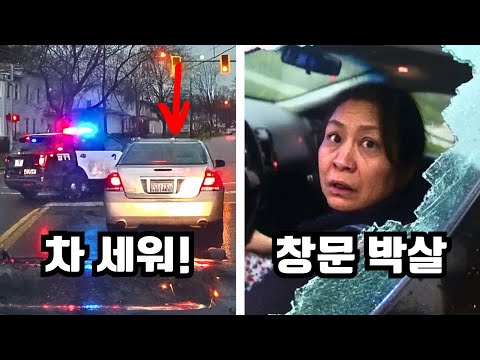 경찰의 정지 명령을 무시하고 도주하던 베트남 여성, 창문 박살 후 체포