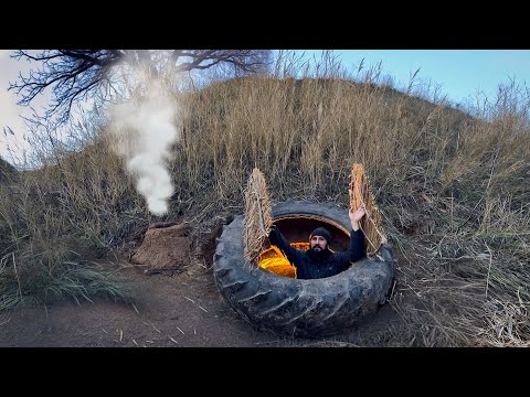 Building a secret dugout under a tractor wheel: survival skills